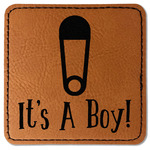 Baby Shower Faux Leather Iron On Patch - Square