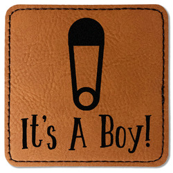 Baby Shower Faux Leather Iron On Patch - Square