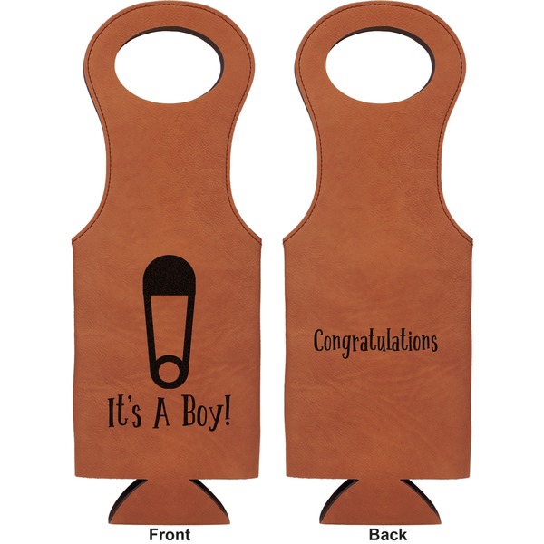 Baby Shower Leatherette Wine Tote Double Sided - Front and Back