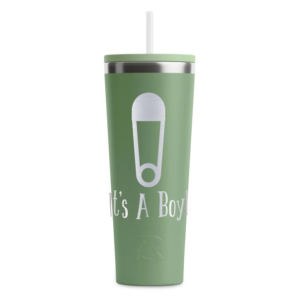 Custom Baby Shower RTIC Everyday Tumbler with Straw - 28oz - Light Green - Single-Sided