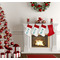 Baby Shower Linen Stocking w/Red Cuff - Fireplace (LIFESTYLE)