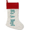 Baby Shower Linen Stockings w/ Red Cuff - Front