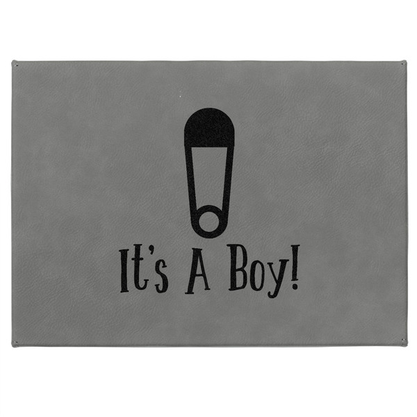 Baby Shower Medium Gift Box with Engraved Leather Lid - Approval