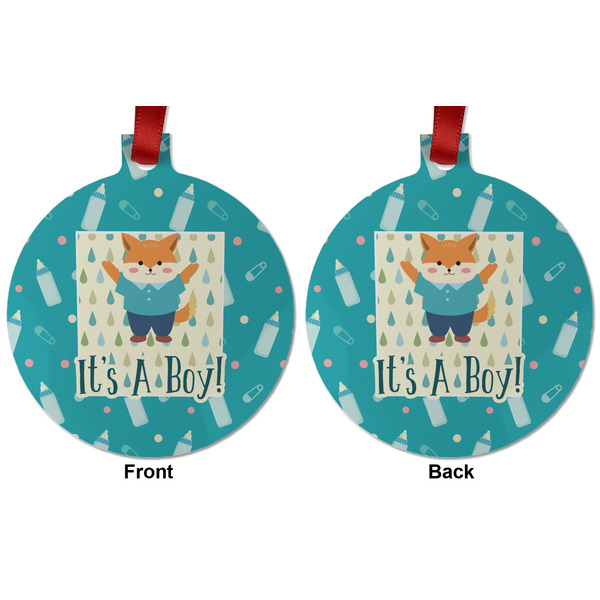 Baby Shower Metal Ball Ornament - Front and Back