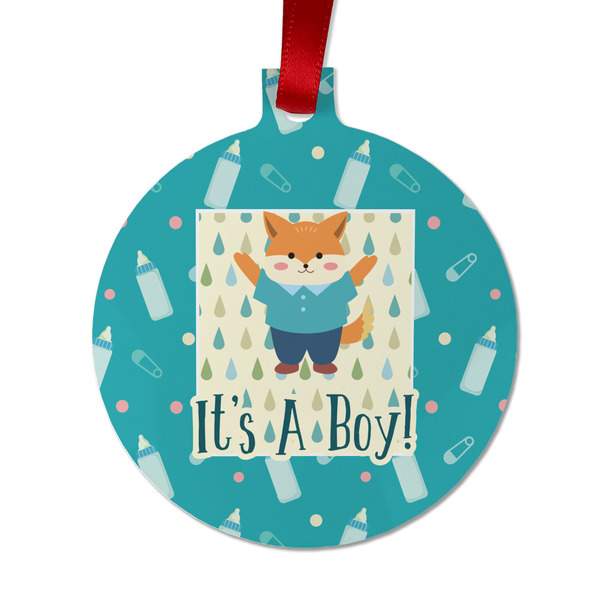 Custom Baby Shower Metal Ball Ornament - Double Sided