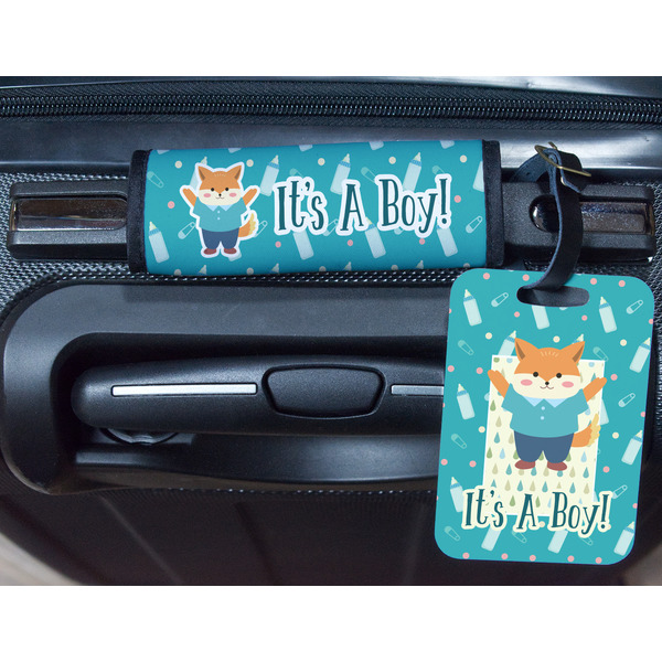 Baby Shower Metal Luggage Tag & Handle Wrap - In Context