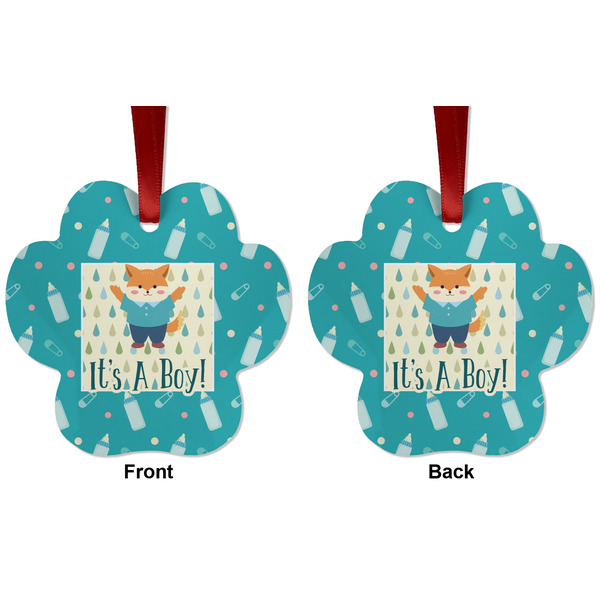 Baby Shower Metal Paw Ornament - Front and Back