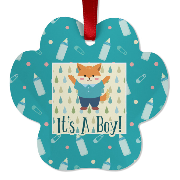 Custom Baby Shower Metal Paw Ornament - Double Sided