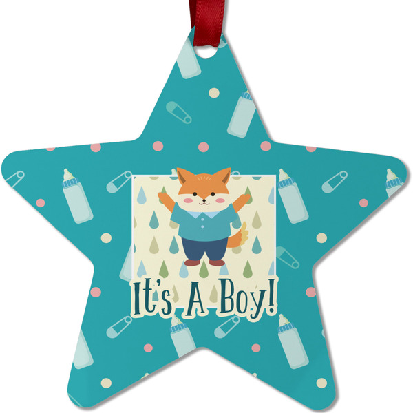 Custom Baby Shower Metal Star Ornament - Double Sided