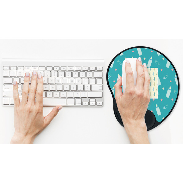 Baby Shower Mouse Pad with Wrist Rest - LIFESYTLE 2 (in use)