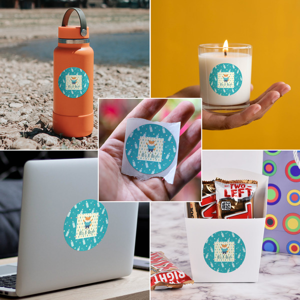 Baby Shower Multipurpose Round Labels - In Context