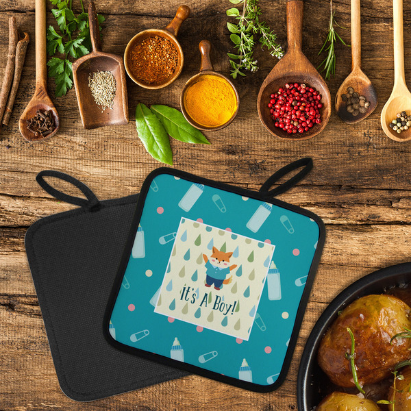 Baby Shower Neoprene Pot Holder - Set of 2  LIFESTYLE (Flatlay)