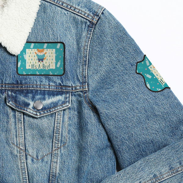 Baby Shower Patches Lifestyle Jean Jacket Detail
