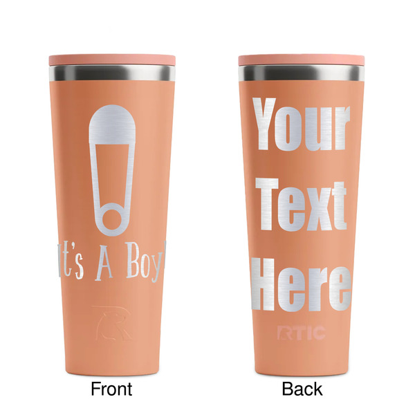 Baby Shower Peach RTIC Everyday Tumbler - 28 oz. - Front and Back