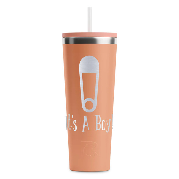 Custom Baby Shower RTIC Everyday Tumbler with Straw - 28oz - Peach - Single-Sided