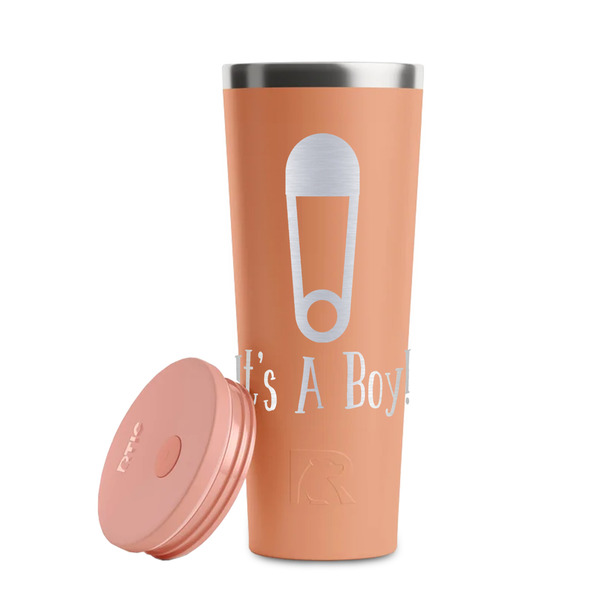 Baby Shower Peach RTIC Everyday Tumbler - 28 oz. - Lid Off