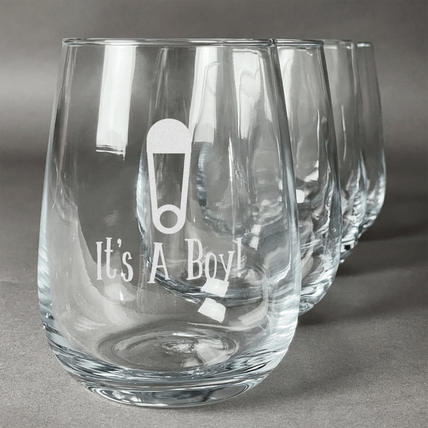 Custom Baby Shower Stemless Wine Glasses (Set of 4) (Personalized)