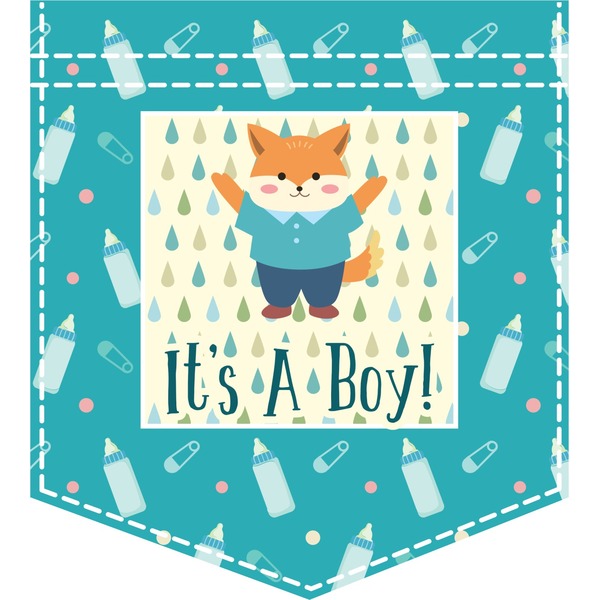 Custom Baby Shower Iron On Faux Pocket (Personalized)