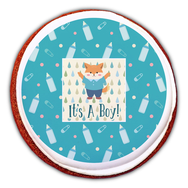 Baby Shower Printed Icing Circle - Large - On Cookie