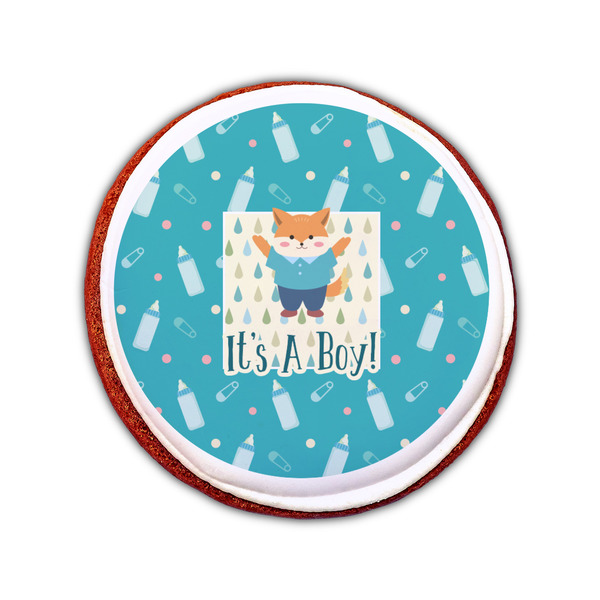 Baby Shower Printed Icing Circle - Small - On Cookie