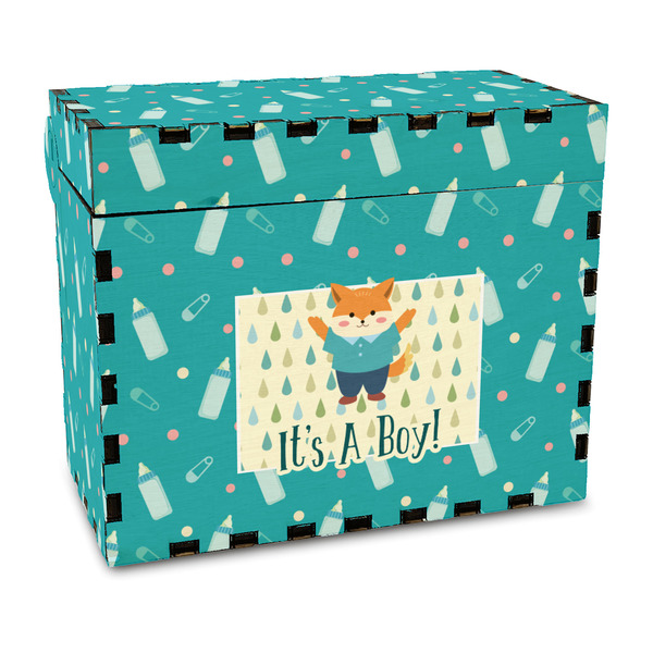 Custom Baby Shower Wood Recipe Box - Full Color Print