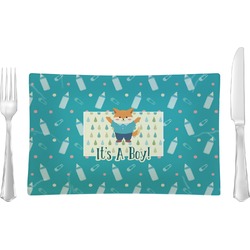 Baby Shower Rectangular Glass Lunch / Dinner Plate - Single or Set (Personalized)