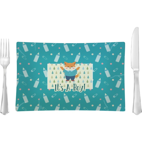 Custom Baby Shower Rectangular Glass Lunch / Dinner Plate - Single or Set (Personalized)