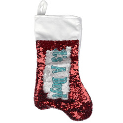 Baby Shower Reversible Sequin Stocking - Red