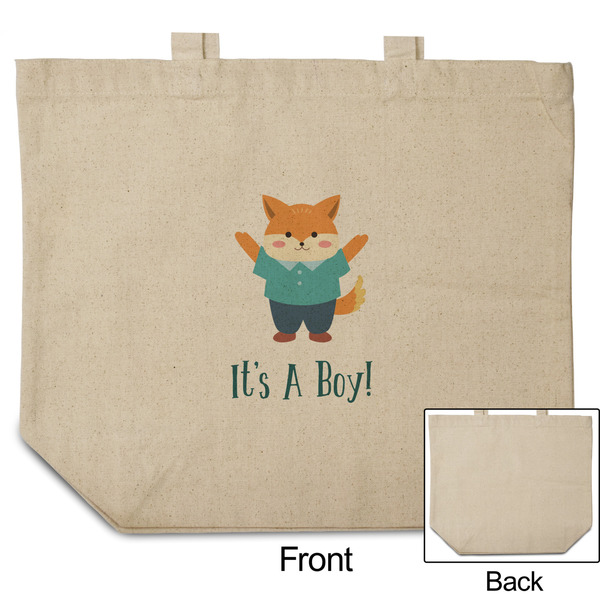 Baby Shower Reusable Cotton Grocery Bag - Front & Back View
