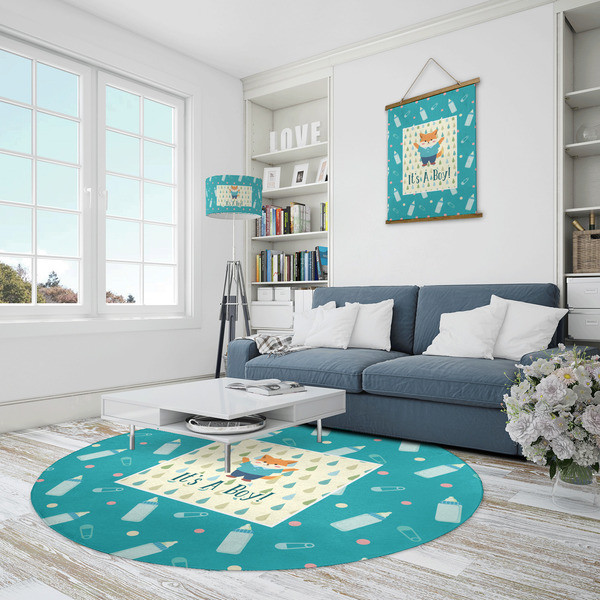 Baby Shower Round Area Rug - IN CONTEXT