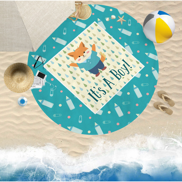 Baby Shower Round Beach Towel Lifestyle