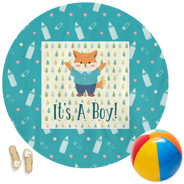 Custom Baby Shower Round Beach Towel (Personalized)