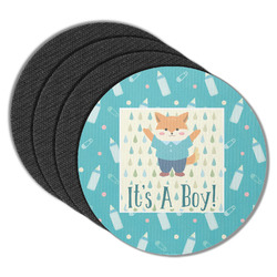 Baby Shower Round Rubber Backed Coasters - Set of 4 (Personalized)