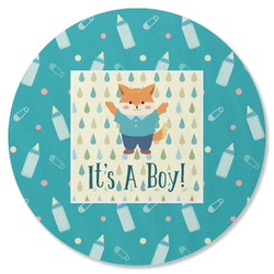 Baby Shower Round Rubber Backed Coaster (Personalized)