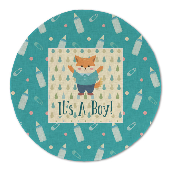 Custom Baby Shower Round Linen Placemat - Single Sided