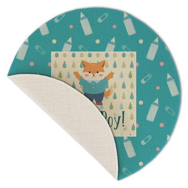 Baby Shower Round Linen Placemats - Front (folded corner single sided)