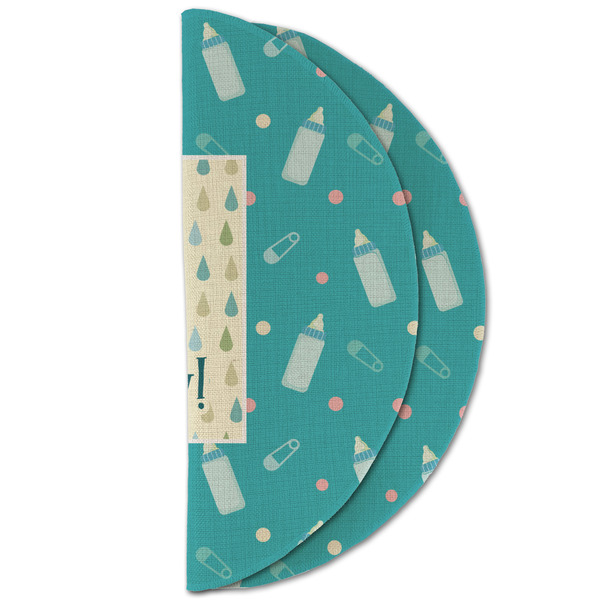 Baby Shower Round Linen Placemats - HALF FOLDED (double sided)