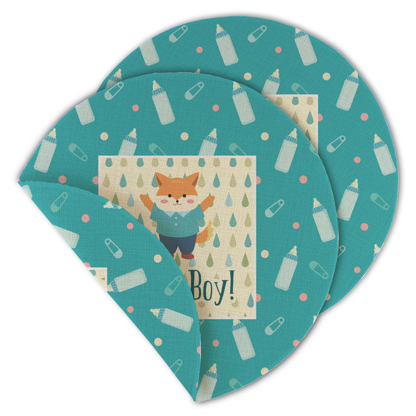 Custom Baby Shower Round Linen Placemat - Double Sided