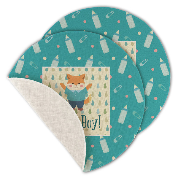 Custom Baby Shower Round Linen Placemat - Single Sided - Set of 4