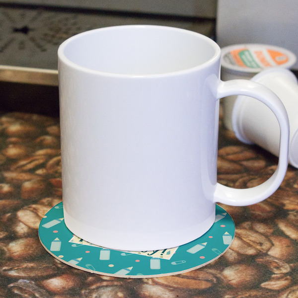 Baby Shower Round Paper Coaster - With Mug