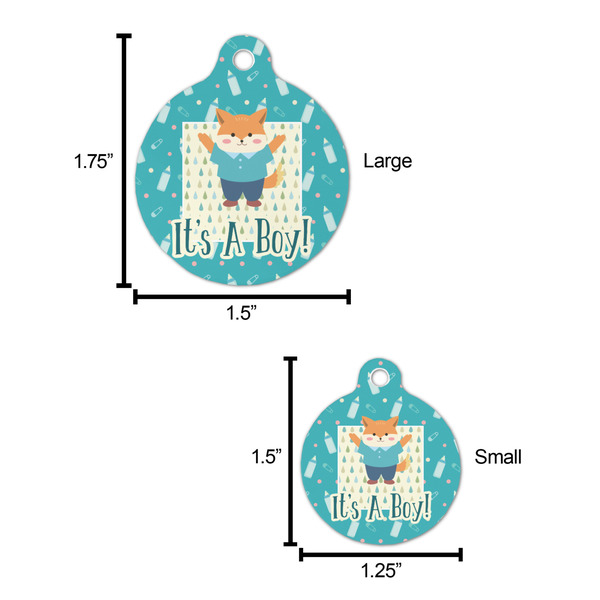 Baby Shower Round Pet ID Tag - Large - Comparison Scale