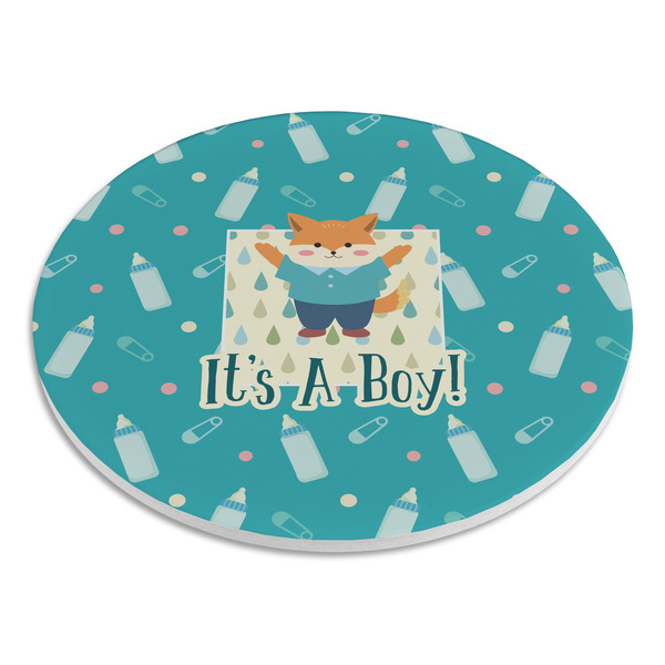 Baby Shower Round Stone Trivet - Angle View