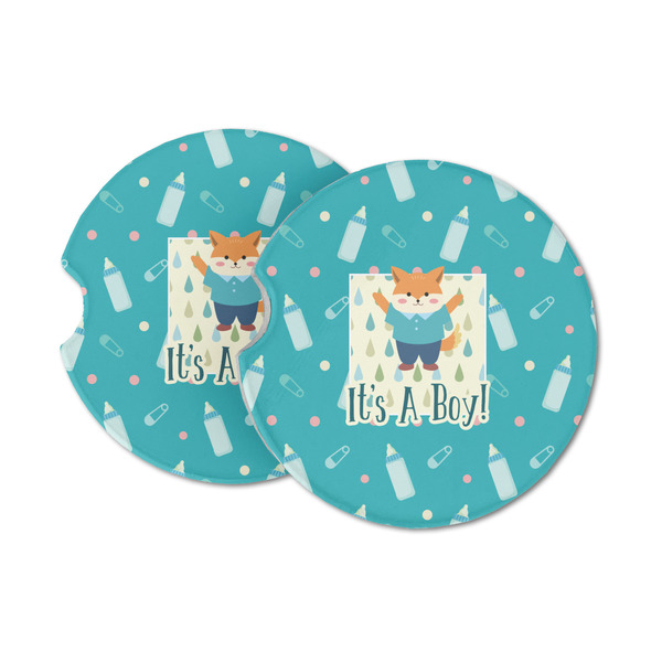 Custom Baby Shower Sandstone Car Coasters - Set of 2 (Personalized)