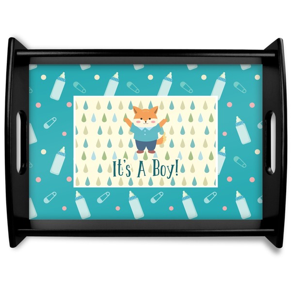 Custom Baby Shower Black Wooden Tray - Large (Personalized)