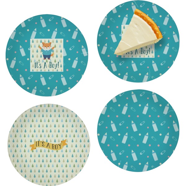 Custom Baby Shower Set of 4 Glass Appetizer / Dessert Plate 8" (Personalized)