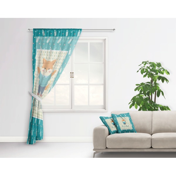 Baby Shower Sheer Curtain With Window and Rod - in Room Matching Pillow