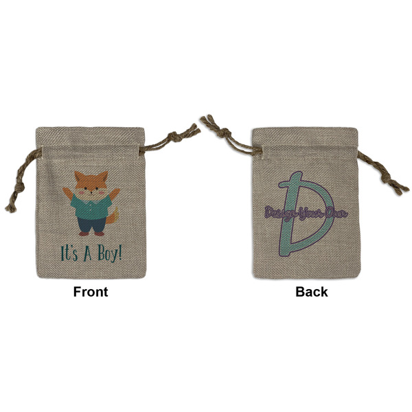 Custom Baby Shower Small Burlap Gift Bag - Front & Back
