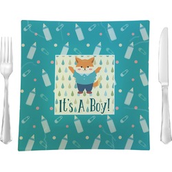 Baby Shower Glass Square Lunch / Dinner Plate 9.5" (Personalized)