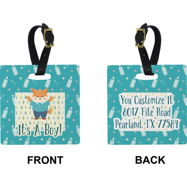 Baby Shower Square Luggage Tag (Front + Back)