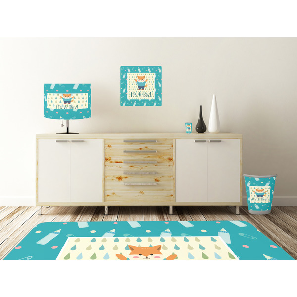 Baby Shower Square Wall Decal Wooden Desk